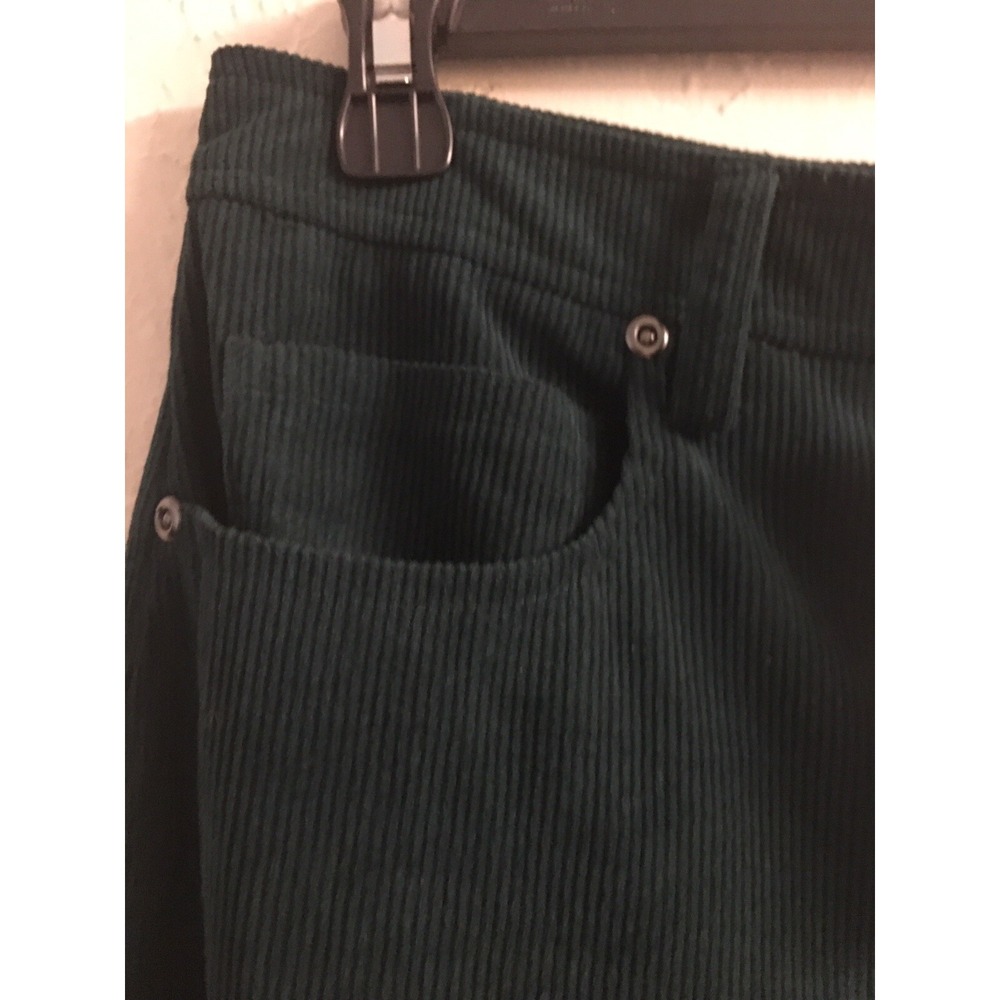 Corduroy 7 For All Mankind Pants Large Green High Rise Wide Leg Retro Academia - Picture 3 of 13